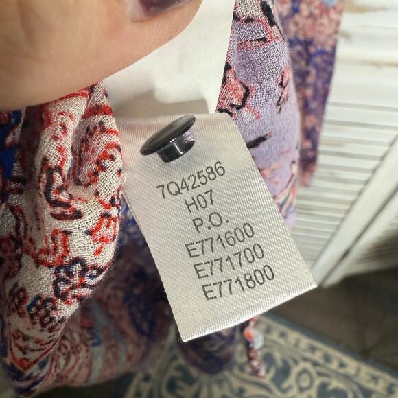 LUCKY BRAND Women's PLUS 3X Floral Print Button Popover Blouse Peasant Top - Picture 9 of 16